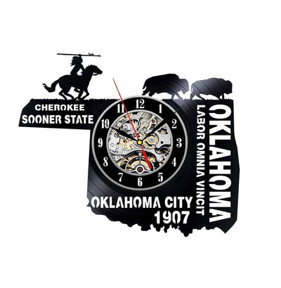 Oklahoma Vinyl Clock