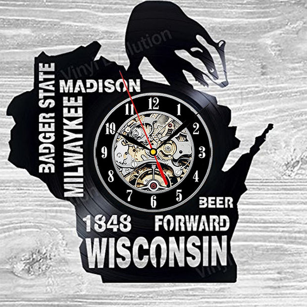 Wisconsin Vinyl Clock
