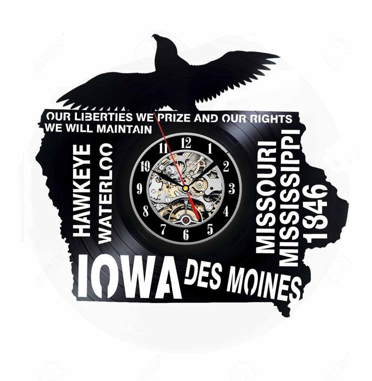 Iowa Vinyl Clock