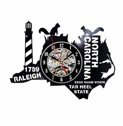 North Carolina Vinyl Clock