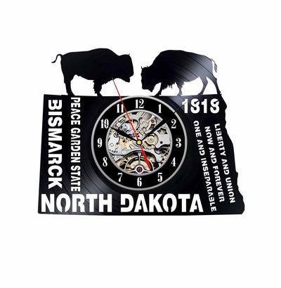 North Dakota Vinyl Clock