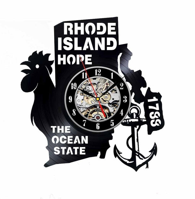 Rhode Island Vinyl Clock