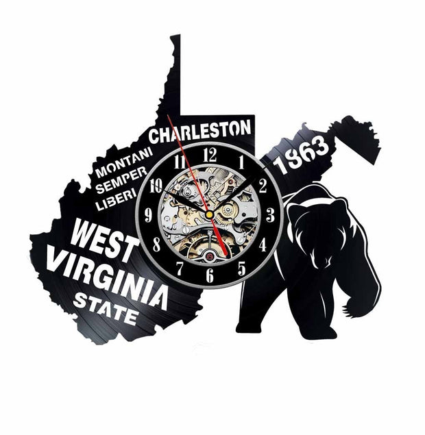 West Virginia Vinyl Clock