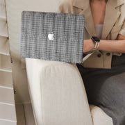 Checked Grey Leather MacBook Case