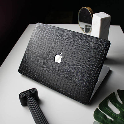 Croc Black Leather MacBook Case